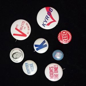 8 Vintage Political Pins 1A